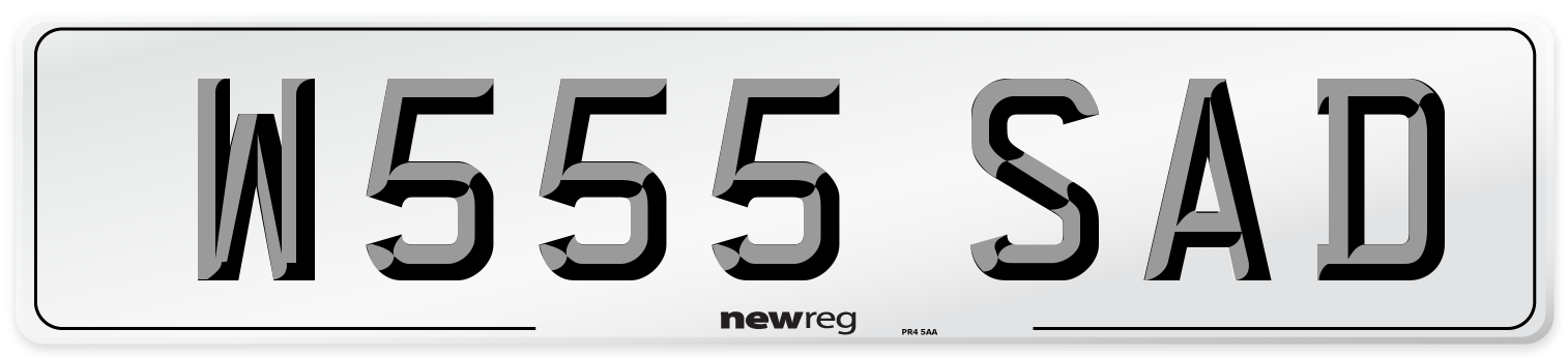 W555 SAD Number Plate from New Reg